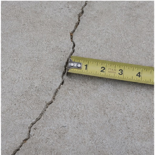 Measured slab crack in concrete